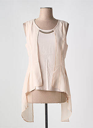 Tunică fără mâneci bej LESLIE femeie