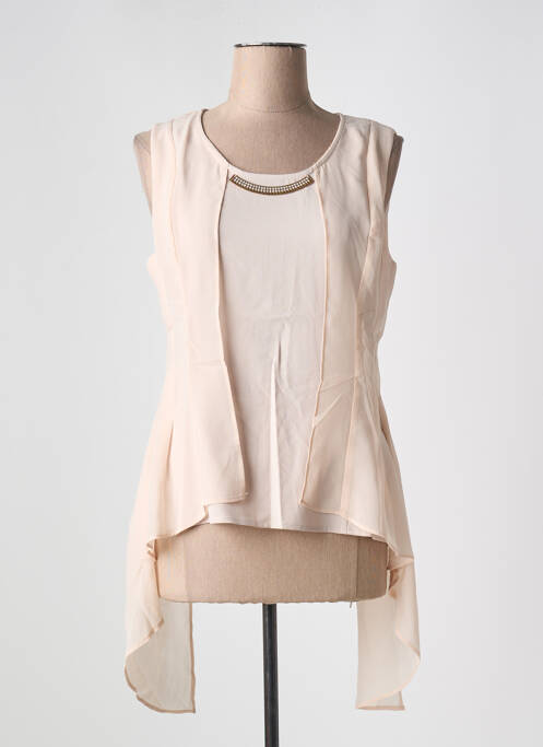 Tunică fără mâneci bej LESLIE femeie