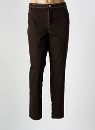 Pantalon drept închidere cu fermoar sub clapetă cu nasturi maro FUEGO WOMAN femme