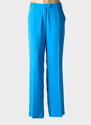 Pantalon drept țesătură crep talie înaltă albastru EVA KAYAN femeie