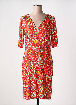Rochie midi imprimeu floral mâneci scurte roșu 7 SEASONS femeie