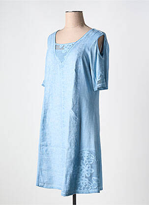 Rochie scurtă mâneci scurte mâneci scurte albastru MALOKA femeie