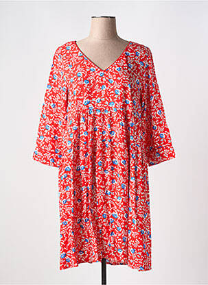 Rochie midi imprimeu floral mâneci 3/4 roșu WHY NOT femeie