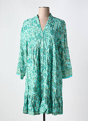 Rochie scurtă croială evazată mâneci lungi verde KY CREATION femeie