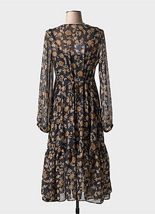Rochie midi imprimeu floral mâneci lungi negru LPB femeie