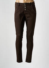 Pantalon slim țesătură poplin mărime normală maro CREAM femeie