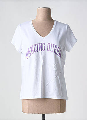 Tricou croială dreaptă mâneci scurte alb PIECES femeie