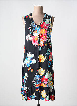Rochie midi imprimeu floral fără mâneci negru GALMALLA femeie