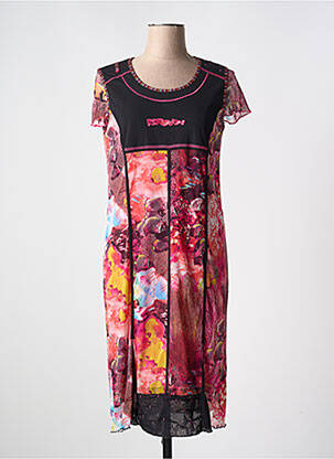 Rochie midi imprimeu floral mâneci scurte roz GUY DUBOUIS femeie