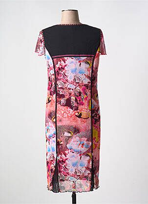 Rochie midi imprimeu floral mâneci scurte roz GUY DUBOUIS femeie