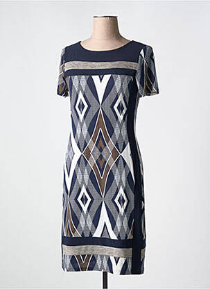 Rochie midi imprimeu fantezie mâneci scurte albastru GEVANA femeie