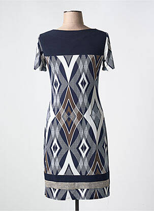 Rochie midi imprimeu fantezie mâneci scurte albastru GEVANA femeie