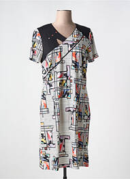 Rochie midi imprimeu fantezie mâneci scurte negru GUY DUBOUIS femme