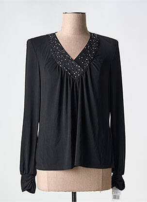 Top elasticitate mâneci lungi negru ATIAN femeie