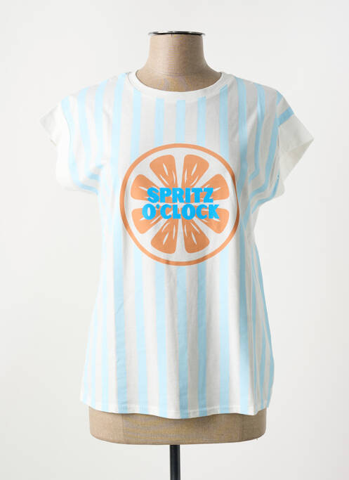 Tricou serigrafie mâneci scurte albastru ALTAMIRA femme