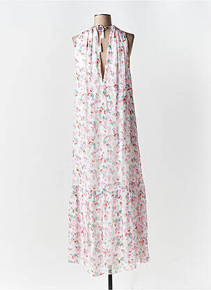 Rochie lungă imprimeu floral fără mâneci alb KING KONG femeie