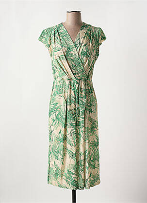 Rochie midi imprimeu fantezie mâneci scurte verde FRIDA MADÉ femeie