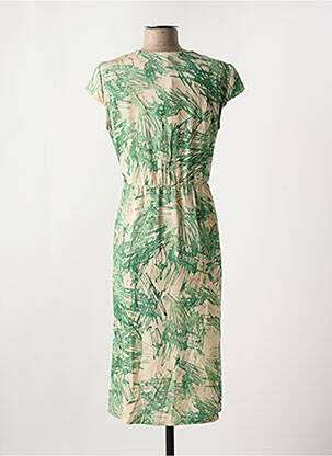 Rochie midi imprimeu fantezie mâneci scurte verde FRIDA MADÉ femeie