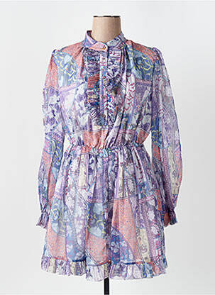 Rochie scurtă croială fluidă mâneci lungi violet CHANCE OFF femeie