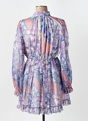 Rochie scurtă croială fluidă mâneci lungi violet CHANCE OFF femeie