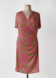 Rochie midi imprimeu fantezie mâneci scurte verde DIANA GALLESI femme