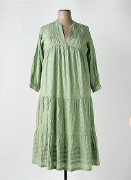 Rochie lungă țesătură poplin mâneci lungi verde GIOYA & CO femeie