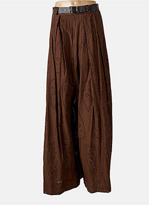 Pantalon larg buzunare maro LUMINA femeie