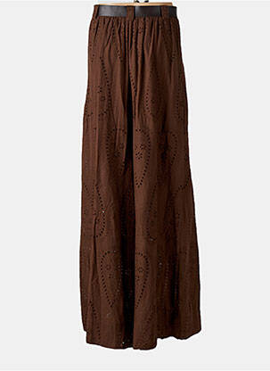 Pantalon larg buzunare maro LUMINA femeie