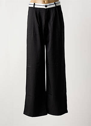 Pantalon evazat talie cu cleme talie înaltă negru PEACE N'LOVE femeie