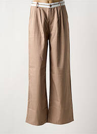 Pantalon evazat talie cu cleme talie înaltă maro PEACE N'LOVE femme