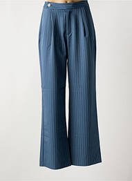 Pantalon evazat talie cu cleme talie înaltă albastru TIFFOSI femme