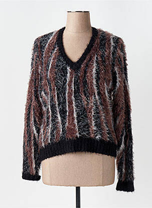 Pulover guler în v mâneci lungi negru MARBLE femeie