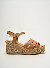Sandale/pantofi decupați material neted toc de 7 la 9 cm maro ALIWELL femme