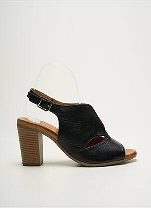 Sandale/pantofi decupați material neted toc de 7 la 9 cm negru COCO ET ABRICOT femeie