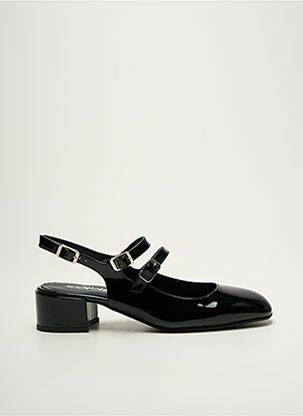 Sandale/pantofi decupați material neted toc de 4 la 6 cm negru REQINS femeie