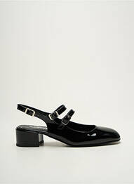 Sandale/pantofi decupați material neted toc de 4 la 6 cm negru REQINS femme