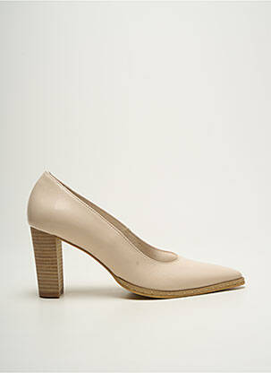 Pantofi cu toc material neted toc de 7 la 9 cm bej MYMA femeie