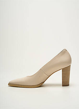 Pantofi cu toc material neted toc de 7 la 9 cm bej MYMA femeie