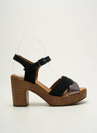 Sandale/pantofi decupați semi compensat toc de 7 la 9 cm negru COCO ET ABRICOT femme