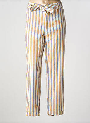 Pantalon drept țesătură poplin mărime normală bej SEE U SOON femeie
