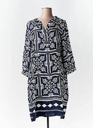 Rochie midi croială fluidă mâneci 3/4 albastru STREET ONE femeie