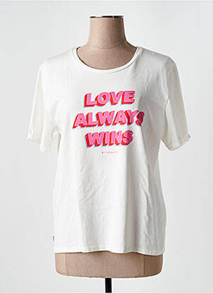 Tricou croială cambrată mâneci scurte bej J&JOY femeie