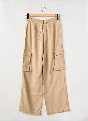 Pantalon cargo țesătură poplin bej LE TEMPS DES CERISES fată