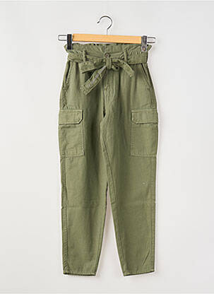 Pantalon cargo strânsă pe partea de jos talie elastică verde LE TEMPS DES CERISES fată