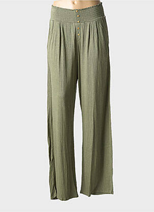 Pantalon drept talie elastică talie elastică verde WAY (WAY ARE YOU) BY IKKS fată