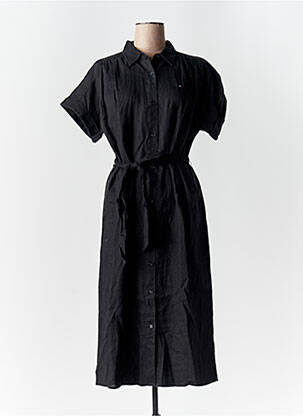 Rochie midi mâneci scurte mâneci scurte negru TOMMY HILFIGER femeie