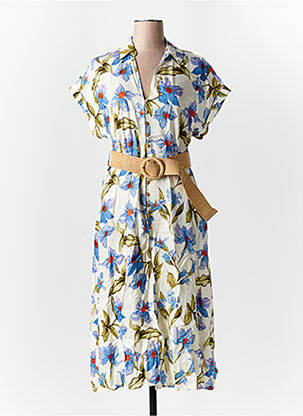 Rochie midi imprimeu floral mâneci scurte albastru SALSA femeie