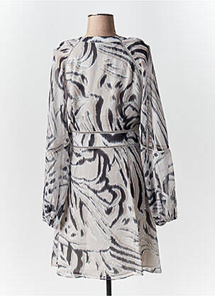 Rochie midi imprimeu fantezie mâneci lungi gri GUESS femeie