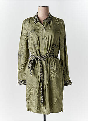 Rochie midi imprimeu fantezie mâneci lungi verde FREEMAN T.PORTER femeie