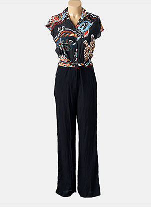 Salopetă-pantalon țesătură crep mâneci scurte negru DESIGUAL femeie